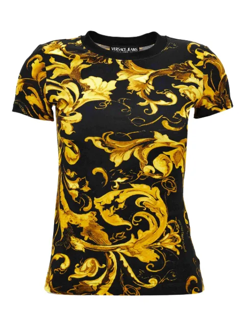 Versace Jeans Couture baroque-print cotton T-shirt Black E79HAH608EJS504