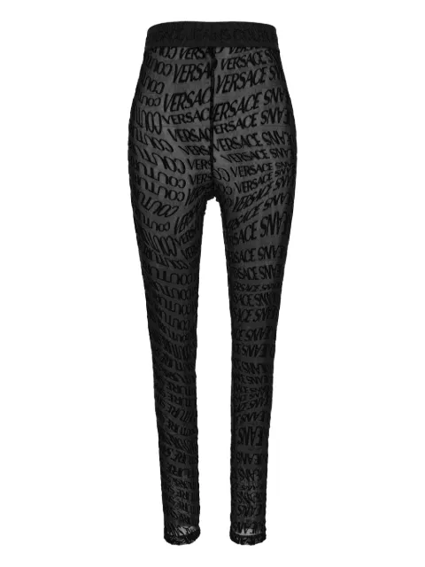 Versace Jeans Couture logo-print sheer leggings Black 79HAC101JS490