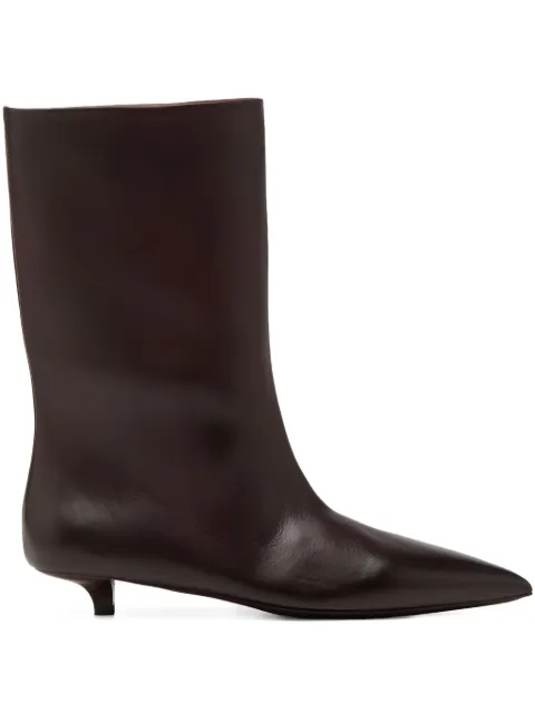 Marsèll leather pointed-toe kitten-heel boots Brown MW8732P010