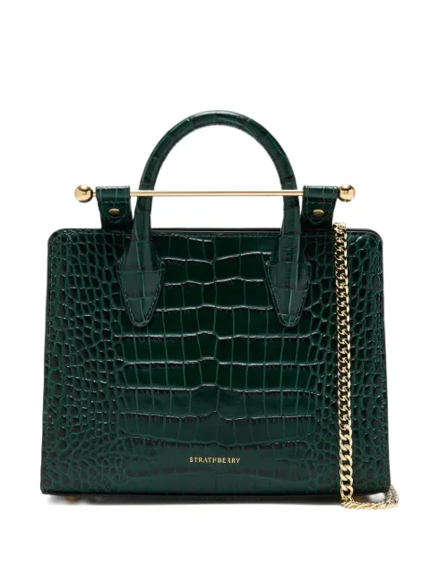 Strathberry small crocodile-embossed top-handle tote bag Green 20251170150900