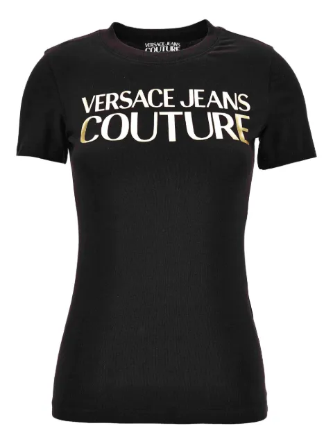 Versace Jeans Couture logo-print T-shirt Black 79HAHT02CJ03T