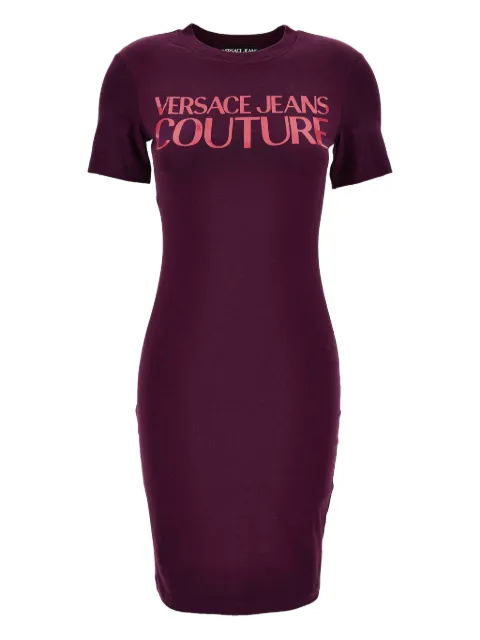 Versace Jeans Couture logo-print T-shirt dress Purple 79HAOE05CJ02E