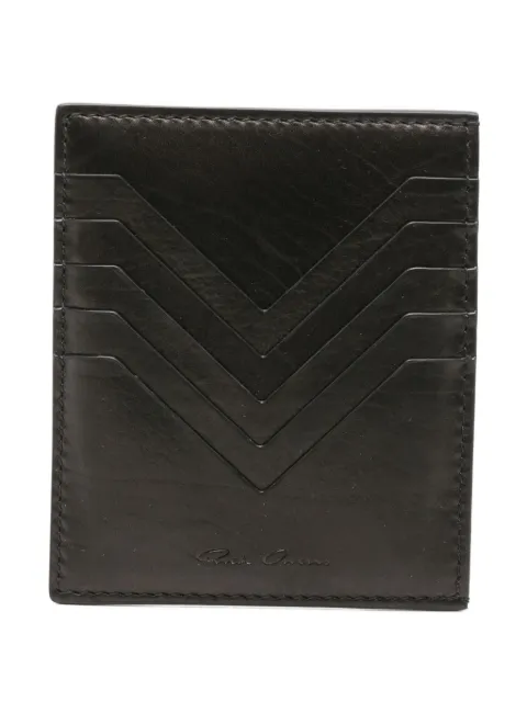 Rick Owens chevron-detail leather cardholder Black RA02E0710LCA