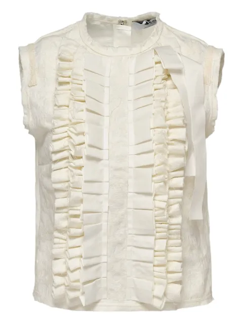MSGM ruffled-front sleeveless blouse White 3841MDT04257101