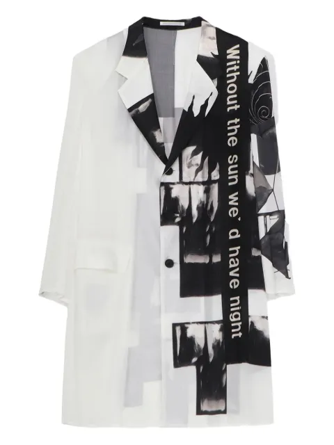 Yohji Yamamoto abstract-print coat White HPJ77808