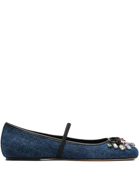Marc Jacobs The Gem Denim crystal-embellished ballet flats Blue 2F5FFL001F22495