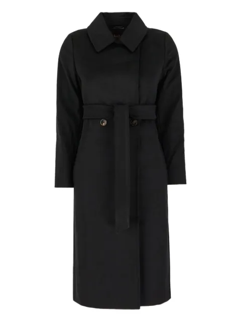 Max Mara belted wool double-breasted coat Black BCOLLAG