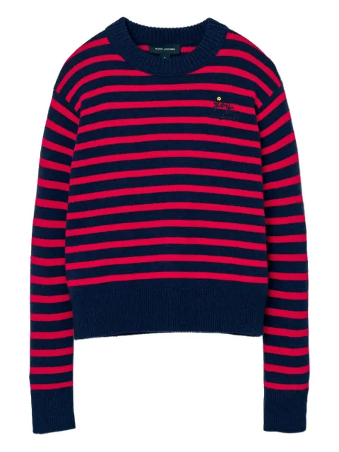 Marc Jacobs striped-pattern flower-embellished sweater Red 2F5RTP003K10418