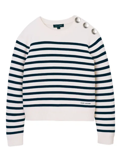 Marc Jacobs Breton stripe button-detailed sweater White 2F5RTP003K17180