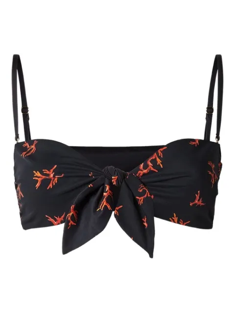 FENDI coral-print tie-front bikini top Black FXBA49AT8O