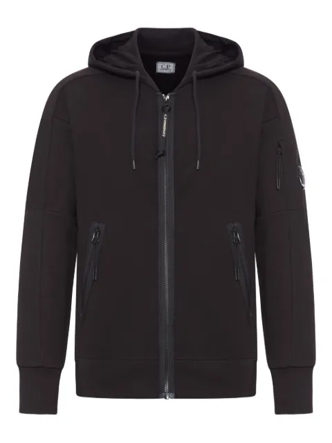 C.P. Company diagonal raised fleece zip hooded Lens sweatshirt Black RCCMSS716A005086W999