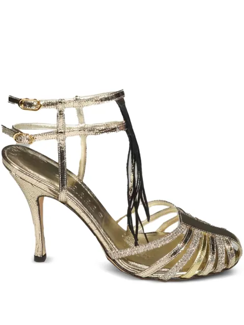 CABECEO 100mm caged heeled sandals Gold MINAYUTA10