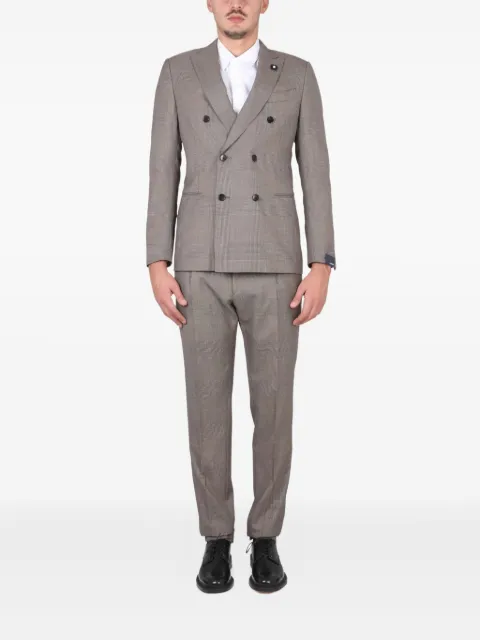 Lardini double-breasted checked-pattern suit Neutrals IR7828AVIRS59424200MA
