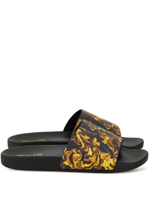 Versace Jeans Couture baroque-print slides Black 79YA3SQ4ZS365