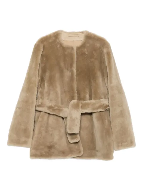 TOTEME belted shearling jacket Neutrals 254WRO0236LE0165313