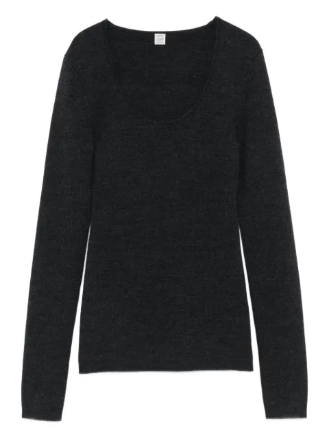 TOTEME scoop-neck long-sleeve knit top Grey 254WRT0571YA0128019
