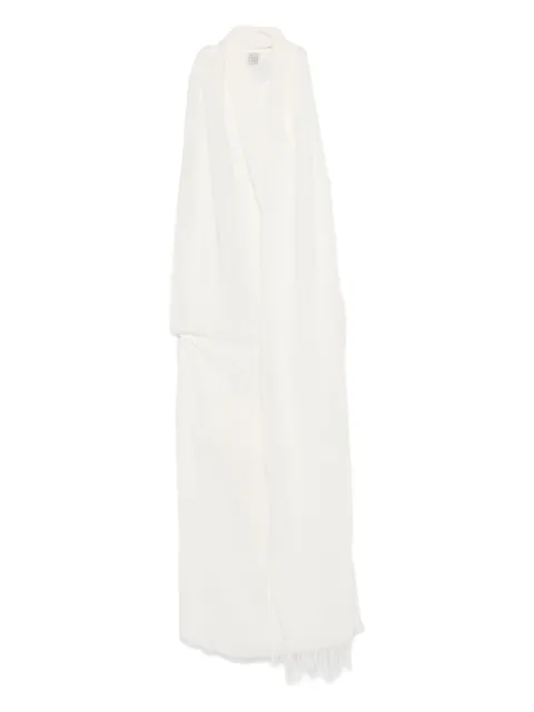 TOTEME frayed-edge draped dress White 254WRB0336FB0480106
