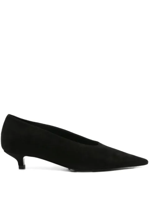 TOTEME sharp suede kitten pumps Black 254WAS0284LE0012001