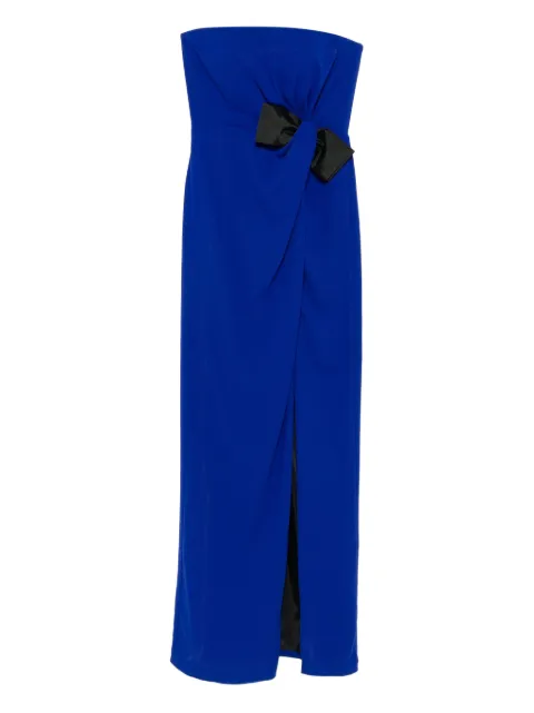 TARIK EDIZ Natalie bow-detail strapless midi dress Blue 98795NATALIE