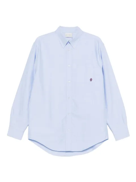 Drôle De Monsieur embroidered organic cotton shirt Blue SH240CO225