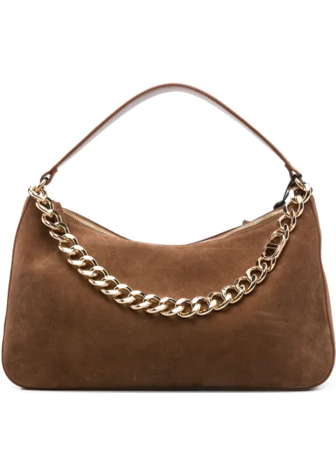 TWINSET Liliane chain-embellished suede shoulder bag Brown 252TB7162