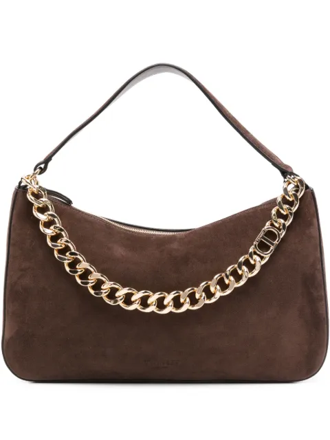 TWINSET Liliane chain-embellished suede shoulder bag Brown 252TB7162