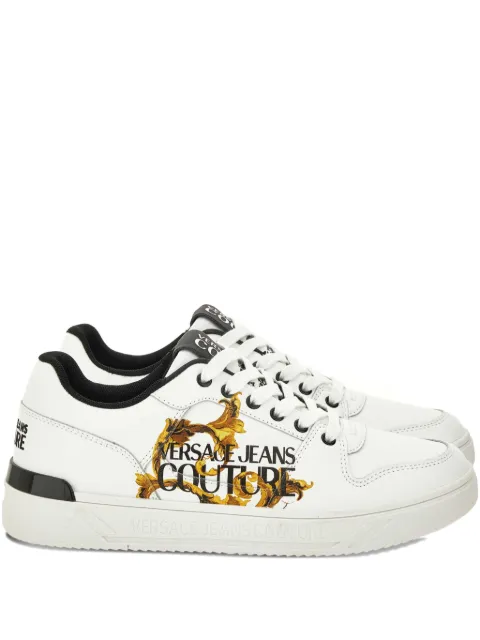 Versace Jeans Couture logo-print leather trainers White 79YA3SJ5ZPB42