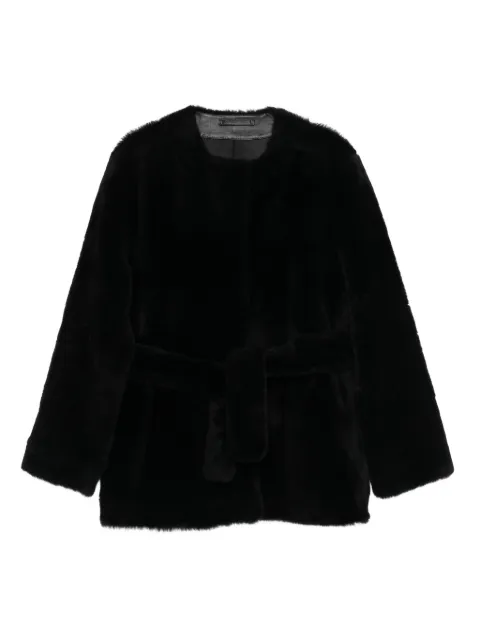 TOTEME belted shearling jacket Black 254WRO0236LE0165001
