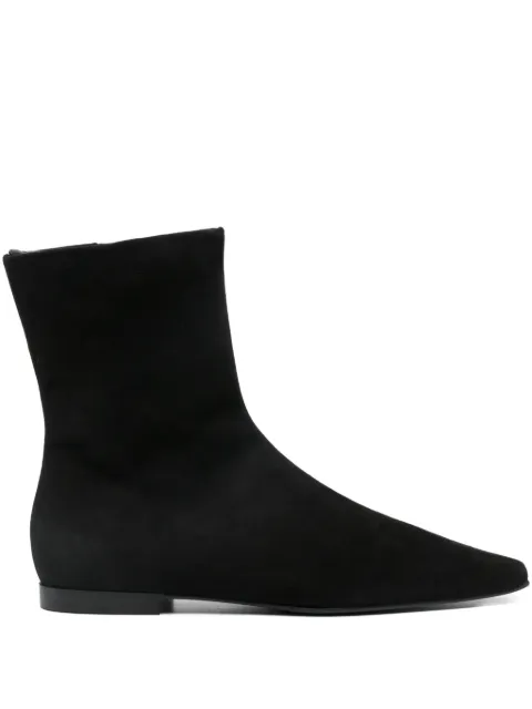 TOTEME zipped suede pointed-toe boots Black 254WAS0206LE0012001