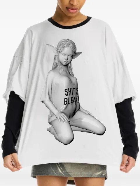 Maisie Wilen statue-print T-shirt White YS100PF25
