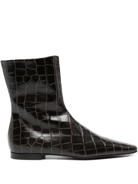 TOTEME zipped croc-embossed boots Brown 254WAS0206LE0076034
