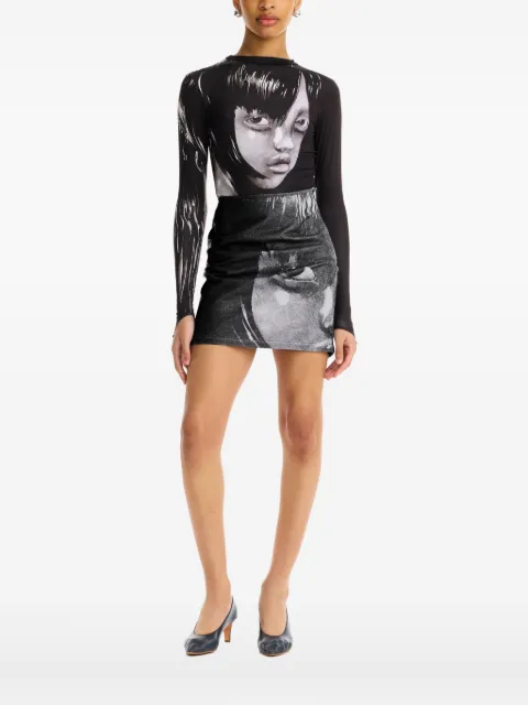 Maisie Wilen portrait-print top Black YS101FW25