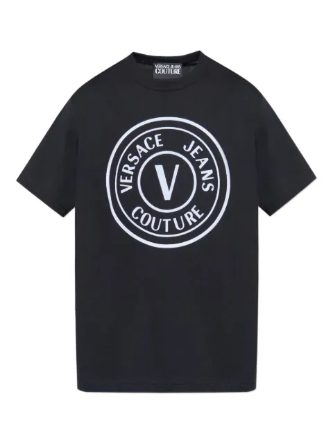 Versace Jeans Couture circular logo T-shirt Black 79GAHE06CJ00E