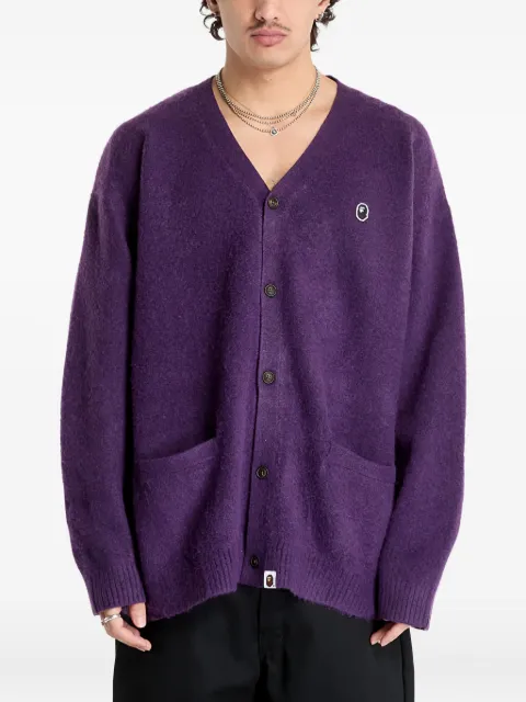 A BATHING APE® One Point Hairly Yarn button cardigan Purple 001KNK801004MPUR