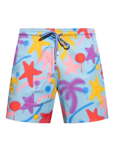 Palm Angels spray-paint swim shorts Blue PMFD01AF25FAB0014084