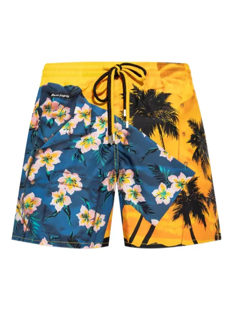Palm Angels palm-tree print swim shorts Blue PMFD019F25FAB0014518