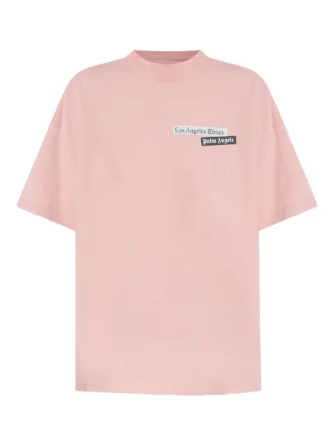 Palm Angels newspaper-print T-shirt Pink PWAA07BF25JER0013010