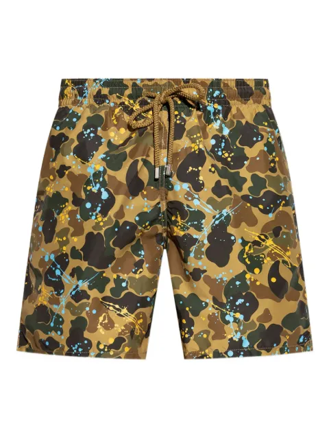 Palm Angels x Vilebrequin paint-splatter print swim shorts Brown PMFD01AF25FAB0036056