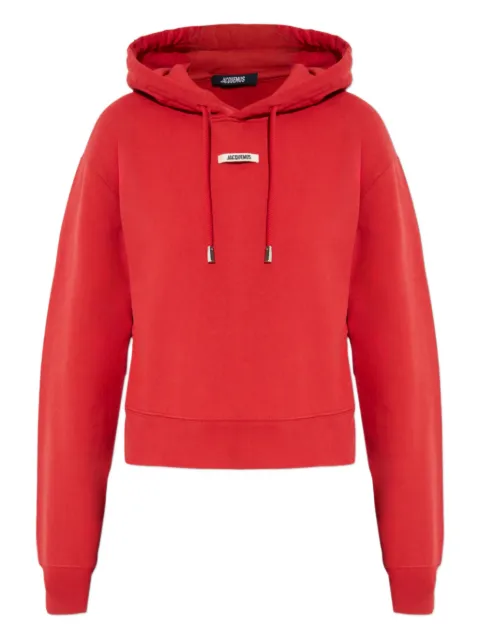 Jacquemus logo-patch hoodie Red HOW00247AJ00109
