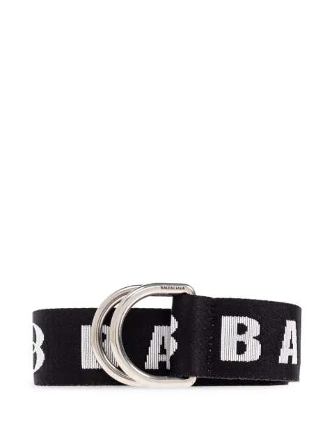 Balenciaga logo-lettering double-ring belt Black 7944852AA5V