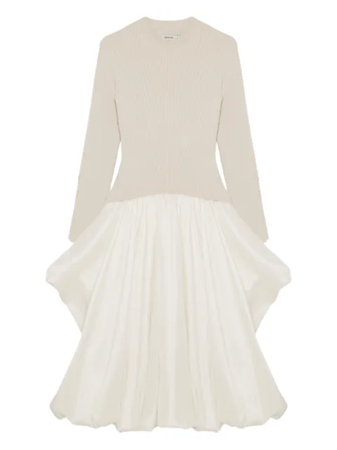 SIMKHAI knit-top balloon-skirt midi dress Neutrals 6241131B