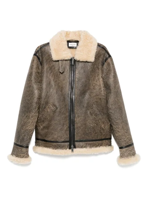 P.A.R.O.S.H. Giubbotto shearling zip-front leather jacket Brown D470081MONTAUK