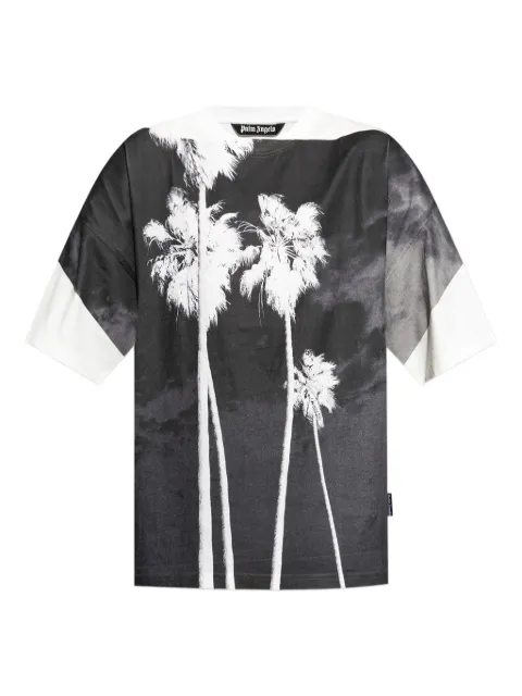 Palm Angels palm-tree print T-shirt Black PMAA10DF25JER0010310