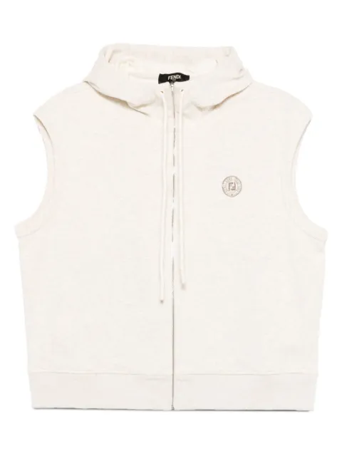 FENDI sleeveless zip-up hoodie Neutrals FAF748AV67