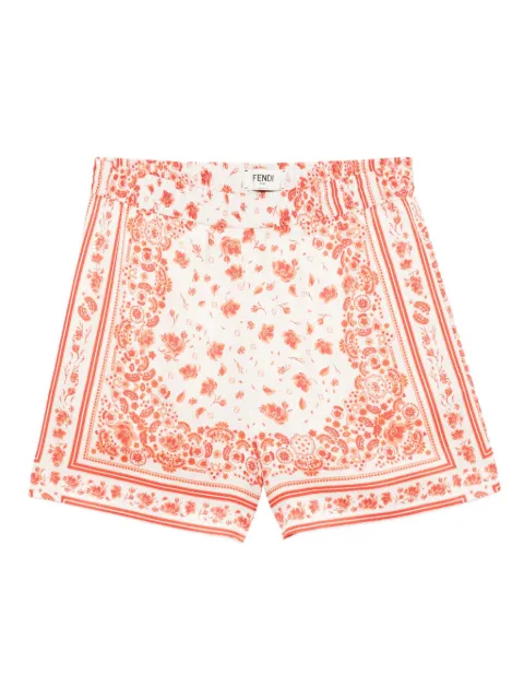 FENDI floral-print silk shorts Neutrals FR6643AVA1