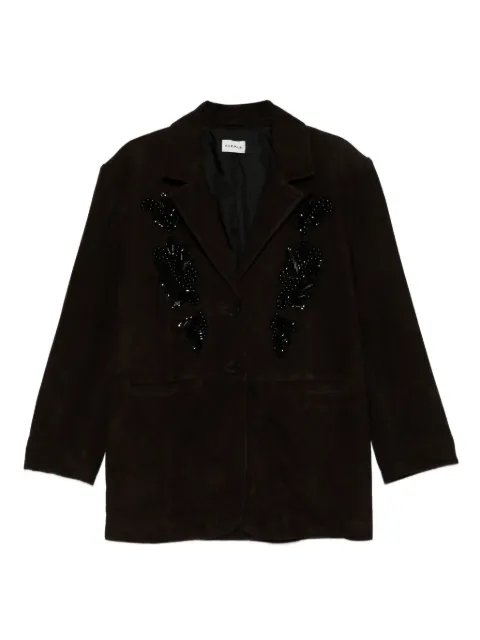 P.A.R.O.S.H. bead-embellishment suede coat Brown MALMOD431795