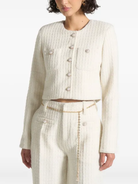 Manière De Voir Celine cropped tweed jacket with pearls Neutrals WMN4106