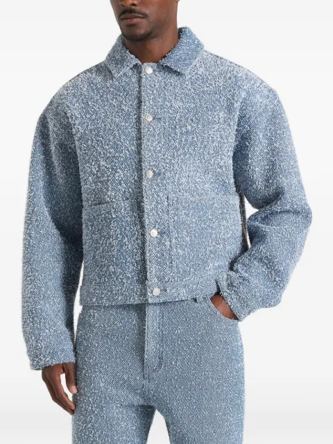 Manière De Voir Damien in blue bouclé denim-jacket with back pleat Blue MAN3399