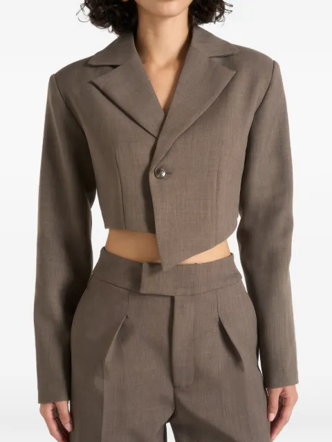 Manière De Voir Dina asymmetric tailored cropped blazer Brown WMN3957