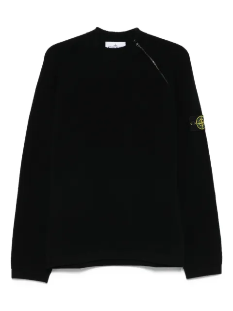 Stone Island side-zip logo-patch jumper Black K2S155100073S00A4